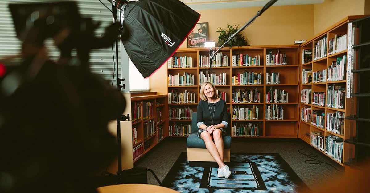 female interviewee getting ready to be interviewed for a video call